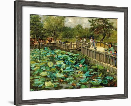 Lotus Pond, Shiba, Tokyo, c.1886-Theodore Wores-Framed Premium Giclee Print