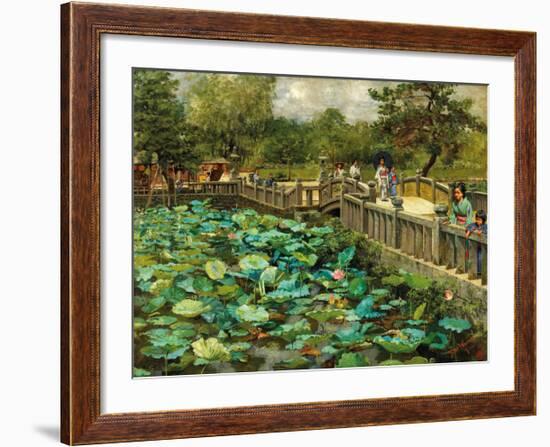 Lotus Pond, Shiba, Tokyo, c.1886-Theodore Wores-Framed Premium Giclee Print