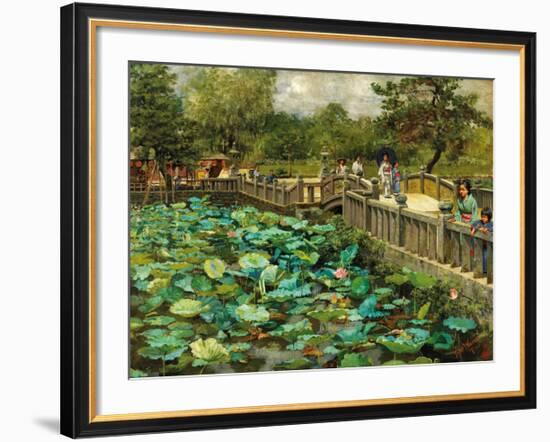 Lotus Pond, Shiba, Tokyo, c.1886-Theodore Wores-Framed Premium Giclee Print