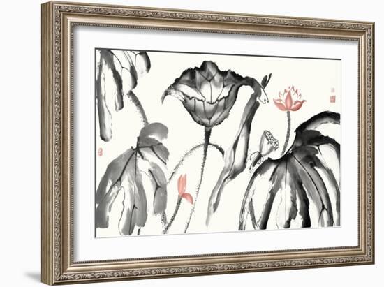 Lotus Study with Coral I-Nan Rae-Framed Art Print