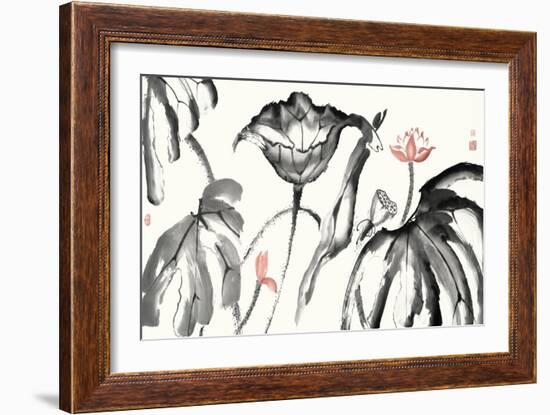 Lotus Study with Coral I-Nan Rae-Framed Art Print