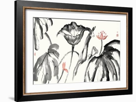 Lotus Study with Coral I-Nan Rae-Framed Art Print