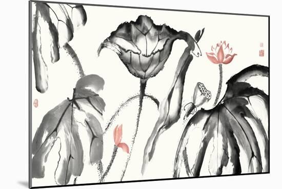 Lotus Study with Coral I-Nan Rae-Mounted Art Print
