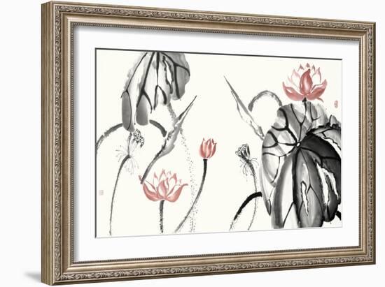 Lotus Study with Coral II-Nan Rae-Framed Art Print