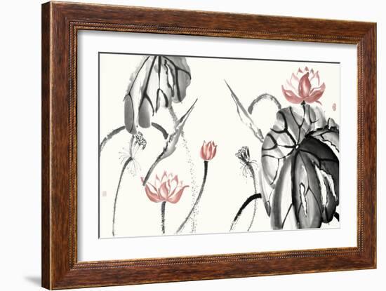 Lotus Study with Coral II-Nan Rae-Framed Art Print