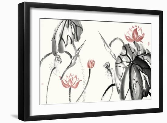 Lotus Study with Coral II-Nan Rae-Framed Art Print