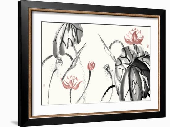 Lotus Study with Coral II-Nan Rae-Framed Art Print