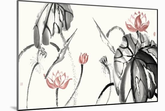 Lotus Study with Coral II-Nan Rae-Mounted Art Print