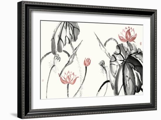 Lotus Study with Coral II-Nan Rae-Framed Art Print