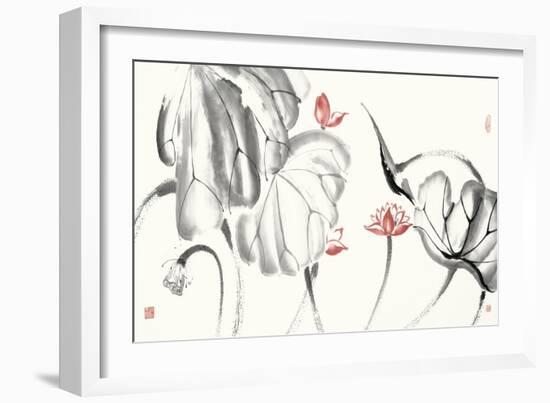 Lotus Study with Coral III-Nan Rae-Framed Art Print