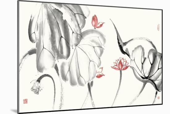 Lotus Study with Coral III-Nan Rae-Mounted Art Print