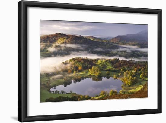 Loughrigg Tarn Surrounded by Misty Autumnal Countryside, Lake District, Cumbria-Adam Burton-Framed Photographic Print