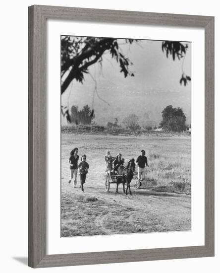 Louie Elias and Family, Riding in Their Pony Cart-Michael Rougier-Framed Premium Photographic Print