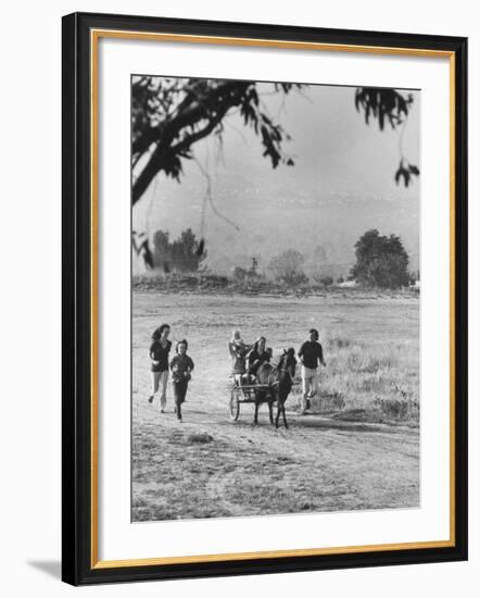 Louie Elias and Family, Riding in Their Pony Cart-Michael Rougier-Framed Premium Photographic Print