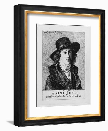 Louis Antoine Leon De Saint-Just, Engraved by Frederic Desire Hillemacher (1811-86) 1869-Jacques-Louis David-Framed Giclee Print