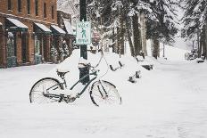 "Walk Only" Snowy Bike Downtown Aspen, Colorado-Louis Arevalo-Framed Photographic Print