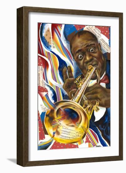 Louis Armstrong: Collage-Shen-Framed Premium Giclee Print