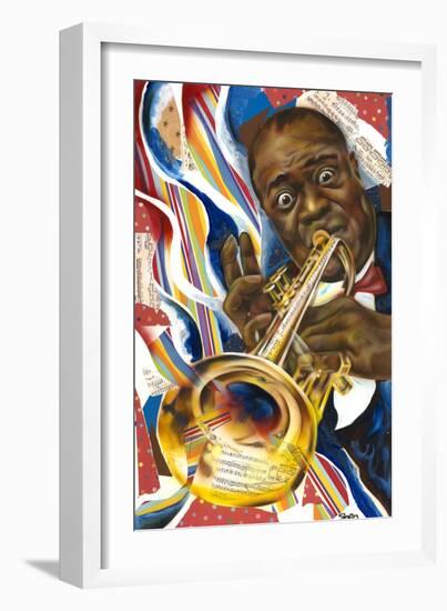 Louis Armstrong: Collage-Shen-Framed Premium Giclee Print
