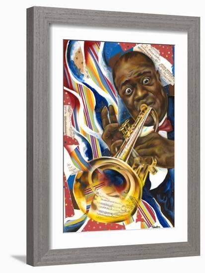 Louis Armstrong: Collage-Shen-Framed Art Print