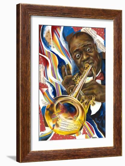 Louis Armstrong: Collage-Shen-Framed Art Print