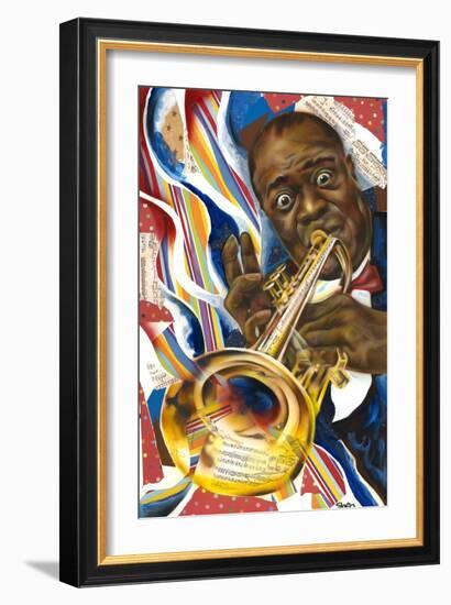 Louis Armstrong: Collage-Shen-Framed Art Print