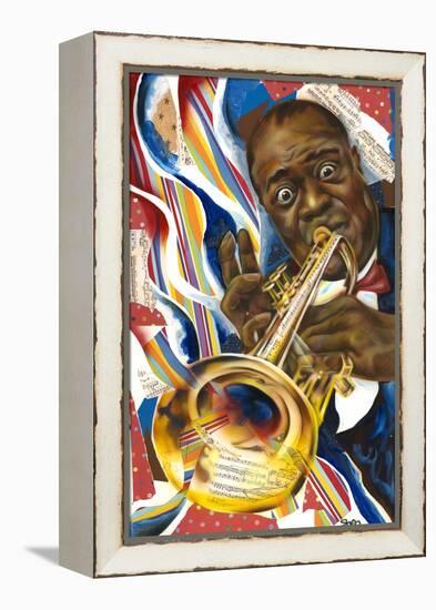 Louis Armstrong: Collage-Shen-Framed Stretched Canvas