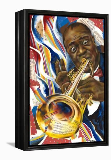 Louis Armstrong: Collage-Shen-Framed Stretched Canvas