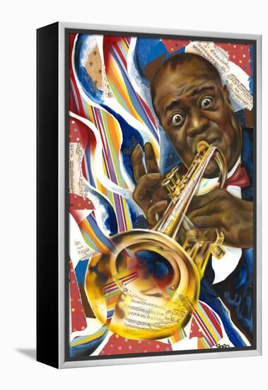 Louis Armstrong: Collage-Shen-Framed Stretched Canvas