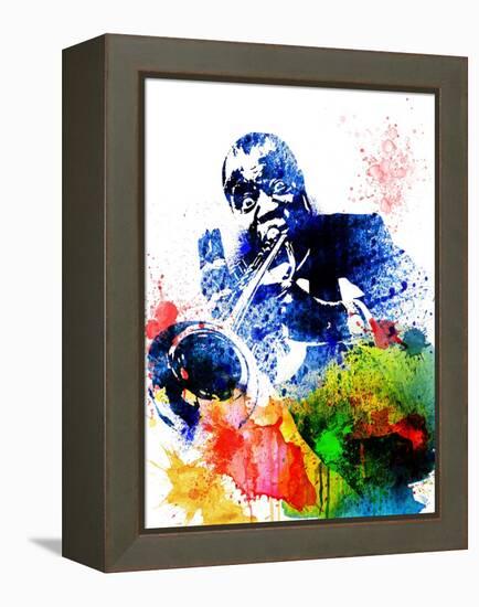 Louis Armstrong Watercolor-Jack Hunter-Framed Stretched Canvas