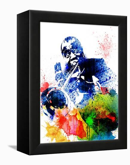 Louis Armstrong Watercolor-Jack Hunter-Framed Stretched Canvas