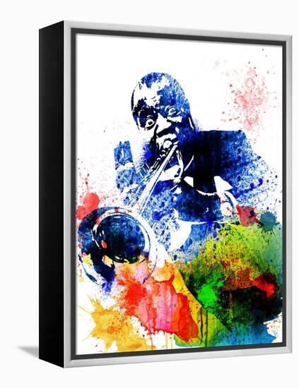 Louis Armstrong Watercolor-Jack Hunter-Framed Stretched Canvas