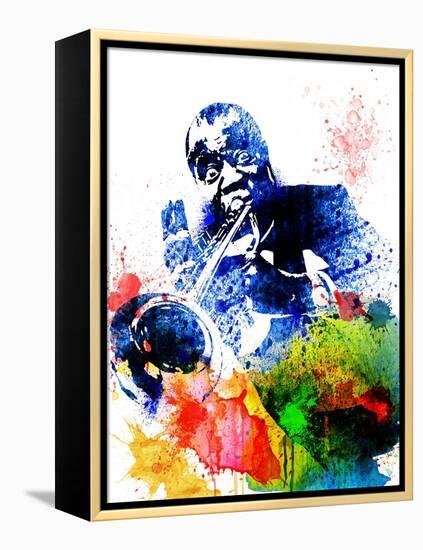 Louis Armstrong Watercolor-Jack Hunter-Framed Stretched Canvas