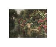 Flowers in Bloom outside a Cottage (Oil on Canvas)-Louis Aston Knight-Mounted Giclee Print