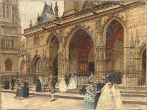 La Salle des Sept-Cheminées au Louvre, vue depuis la salle des Bijoux-Louis Beroud-Giclee Print