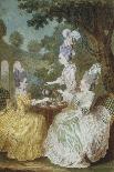 Marquise De Motesson, Marquise De Crest and Countess of Damas Having Tea in Garden-Louis Carrogis Carmontelle-Giclee Print
