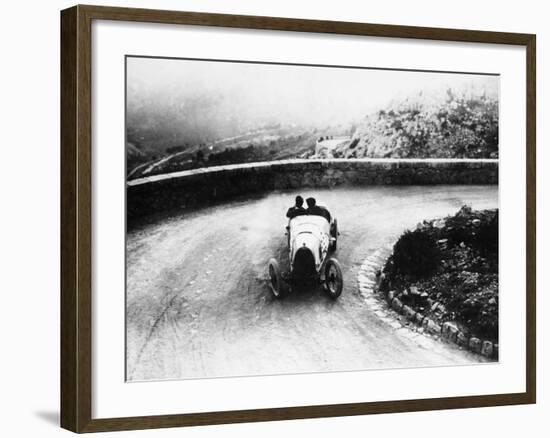 Louis Chiron Driving a Bugatti at a Hill Climb, 1923-null-Framed Photographic Print