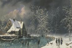 Skating on the Ice-Louis Claude Mallebranche-Giclee Print