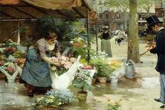 A Flower Market in Paris, 1891 (Oil on Canvas)-Louis de Schryver-Framed Giclee Print