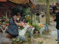 Flower Market in Paris, 1891 (Oil on Canvas)-Louis de Schryver-Framed Giclee Print