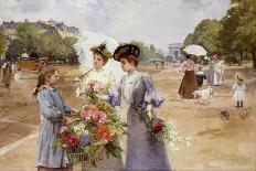 A Flower Market in Paris, 1891 (Oil on Canvas)-Louis de Schryver-Giclee Print