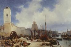 View of the Port of Boulogne from the Sea, 1843 (Oil on Canvas)-Louis Eugene Gabriel Isabey-Framed Giclee Print