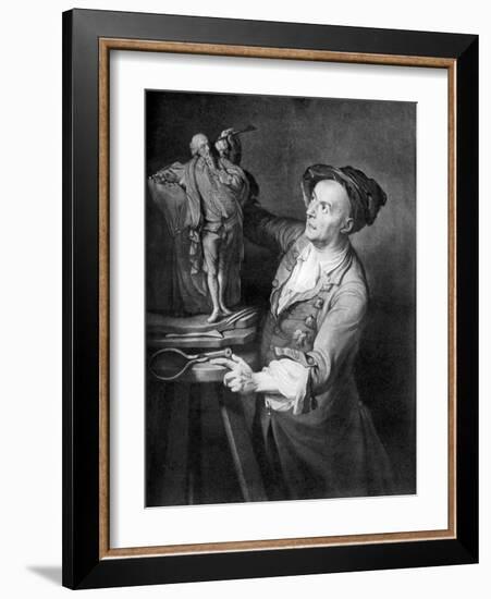 Louis Francois Roubiliac Making a Sculpture of Shakespeare, C1765, (1920)-David Martin-Framed Giclee Print