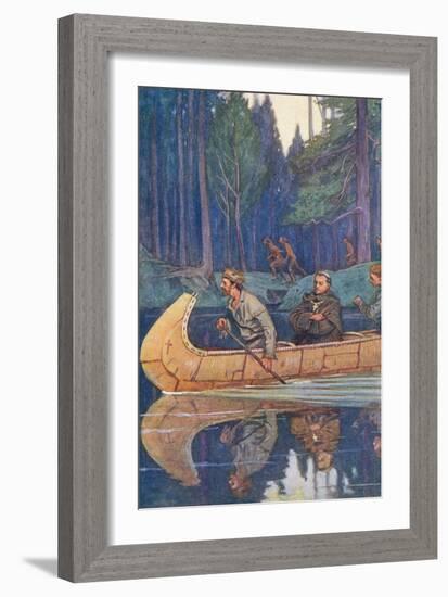 Louis Hennepin Riding in Canoe-null-Framed Giclee Print