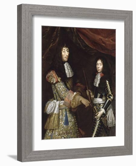 Louis II de Bourbon, 4° prince de Condé, dit le Grand Condé (1621-1686) et son fils aîné-Claude Lefebvre-Framed Giclee Print