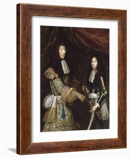 Louis II de Bourbon, 4° prince de Condé, dit le Grand Condé (1621-1686) et son fils aîné-Claude Lefebvre-Framed Giclee Print