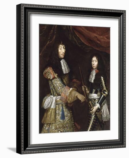 Louis II de Bourbon, 4° prince de Condé, dit le Grand Condé (1621-1686) et son fils aîné-Claude Lefebvre-Framed Giclee Print