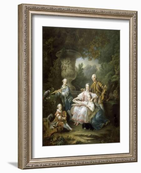 Louis II Du Bouchet De Sourches with His Family-François-Hubert Drouais-Framed Giclee Print