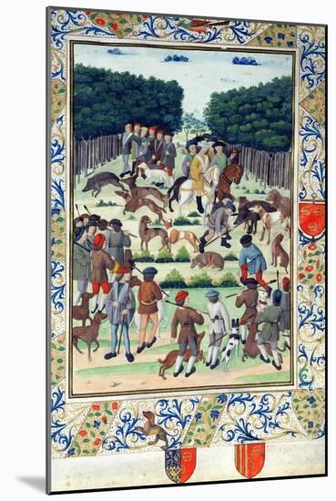 Louis Malet (1441-1516) Seigneur De Graville, Hunting Wild Boar, from the 'Terrier De Marcoussis'-French-Mounted Giclee Print