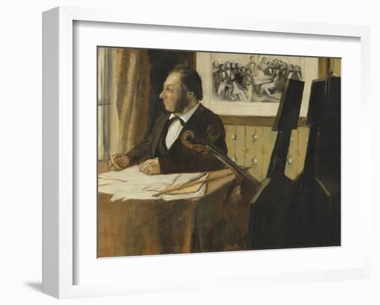 Louis-Marie Pilet, Cellist in the Orchestra of the Paris Opera, 1868-1869-Edgar Degas-Framed Giclee Print