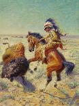 Chief Spotted Tail Shooting Buffalo, c.1894-Louis Maurer-Giclee Print